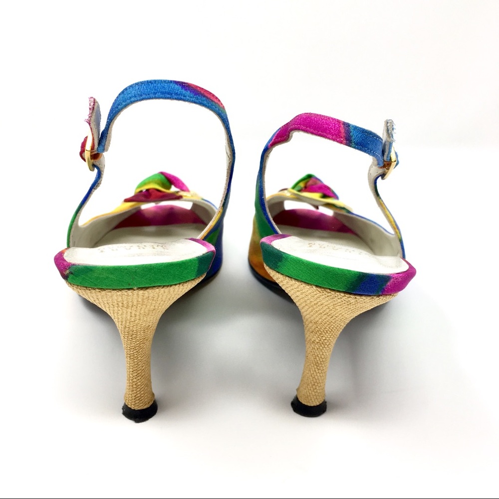 Stuart Weitzman rainbow watercolor peep toe heels - Picture 5 of 8